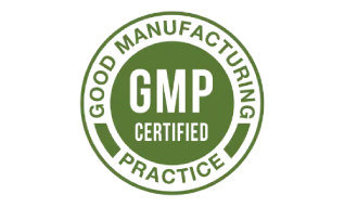 GMP certified badge representing adherence to good manufacturing practice quality control systems