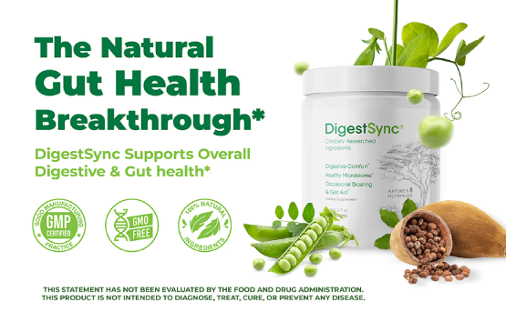 DigestSync gut health supplement jar shown on clean background for digestive comfort and microbiome support